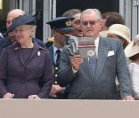 La reine Magrethe et le prince Henrik de Danemark. La reine Elizabeth II, avec son époux le duc d\'Edimbourg, des membres de sa famille et ses invités de marque, assistait le 19 mai 2012 à Windsor à la grande parade des forces armées britanniques donn