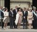  Jolie réunion de famille et de têtes couronnées : outre les parents du prince Daniel, Ewa et Olle Westling (à gauche), et ceux de la princesse Victoria (le couple royal, à droite), on distingue les parrains et marraines de la princesse Estelle - Anna Westling, le prince Carl Philip, le prince Willem-Alexander des Pays-Bas, la princesse Mary de Danemark. 
 Baptême de la princesse Estelle de Suède, fille de la princesse Victoria et du prince Daniel, le 22 mai 2012 en la chapelle royale du palais Drottningholm, à Stockholm. 