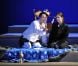 Sara Giraudeau et Davy Sardou pendant le filage de la pièce  L'Alouette , au théâtre Montparnasse à Paris en mai 2012.