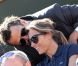  Anne-Sophie Lapix et son mari Arthur Sadoun lors de la demi-finale hommes le vendredi 8 juin 2012 à Roland Garros  