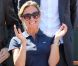  Anne-Sophie Lapix et son mari Arthur Sadoun lors de la demi-finale hommes le vendredi 8 juin 2012 à Roland Garros  