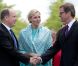 Albert et Charlene de Monaco, après avoir été accueillis à Berlin par le président Joachim Gauck et sa compagne Daniella Schadt, ont rencontré le ministre des Affaires Etrangères Guido Westerwelle dans le cadre d'une promenade fluviale, le 9 juillet 2012.