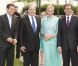 Albert et Charlene de Monaco, après avoir été accueillis à Berlin par le président Joachim Gauck et sa compagne Daniella Schadt, ont rencontré le ministre des Affaires Etrangères Guido Westerwelle dans le cadre d'une promenade fluviale, le 9 juillet 2012.