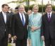 Albert et Charlene de Monaco, après avoir été accueillis à Berlin par le président Joachim Gauck et sa compagne Daniella Schadt, ont rencontré le ministre des Affaires Etrangères Guido Westerwelle dans le cadre d'une promenade fluviale, le 9 juillet 2012.