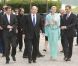 Albert et Charlene de Monaco, après avoir été accueillis à Berlin par le président Joachim Gauck et sa compagne Daniella Schadt, ont rencontré le ministre des Affaires Etrangères Guido Westerwelle dans le cadre d'une promenade fluviale, le 9 juillet 2012.