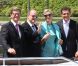 Albert et Charlene de Monaco, après avoir été accueillis à Berlin par le président Joachim Gauck et sa compagne Daniella Schadt, ont rencontré le ministre des Affaires Etrangères Guido Westerwelle dans le cadre d'une promenade fluviale, le 9 juillet 2012.