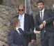 Carles Puyol et Gerard Piqué lors du mariage d'Andrés Iniesta et Anna Ortiz le 8 juillet 2012 au château Castillo de Tamarit en Tarragone