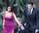 Cesc Fabregas et sa compagne Daniella Semaan lors du mariage d'Andrès Iniesta et Anna Ortiz le 8 juillet 2012 au château Castillo de Tamarit en Tarragone