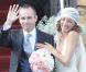 Andrés Iniesta et sa femme Anna Ortiz lors de leur mariage le 8 juillet 2012 au château Castillo de Tamarit en Tarragone