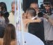 Andrés Iniesta et sa femme Anna Ortiz lors de leur mariage le 8 juillet 2012 au château Castillo de Tamarit en Tarragone
