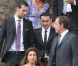 Xavi et Sergi Busquets lors du mariage d'Andrés Iniesta et Anna Ortiz le 8 juillet 2012 au château Castillo de Tamarit en Tarragone