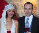 Andrés Iniesta et sa femme Anna Ortiz lors de leur mariage le 8 juillet 2012 au château Castillo de Tamarit en Tarragone