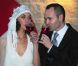 Andrés Iniesta et sa femme Anna Ortiz lors de leur mariage le 8 juillet 2012 au château Castillo de Tamarit en Tarragone
