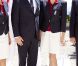 Le prince Albert et la princesse Charlene de Monaco participaient le 12 juillet 2012 à la présentation de la délégation olympique monégasque pour les JO de Londres 2012, à l'Hôtel Hermitage. Six athlètes porteront les couleurs de la principauté.