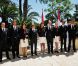 Albert et Charlene ont posé avec la délégation monégasque. Le prince Albert de Monaco et la princesse Charlene procédaient le 12 juillet 2012 à la présentation de la délégation olympique monégasque pour les JO de Londres 2012, à l'Hôtel Hermitage. Six athlètes porteront les couleurs de la principauté.