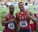 Tyson Gay et Ryan Bailey lors du meeting de la Ligue de Diamant au Stade Louis II à Monaco le 20 juillet 2012