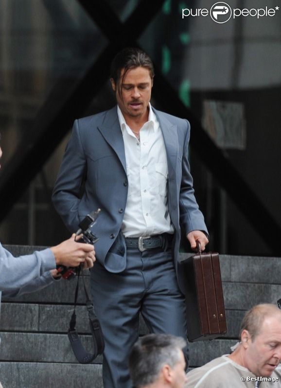 Brad Pitt, en plein tournage du film  The Counselor , à Londres, le samedi 4 août 2012.