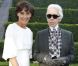 Inès de la Fressange et Karl Lagerfeld au Château de Versailles, le 14 mai 2012.