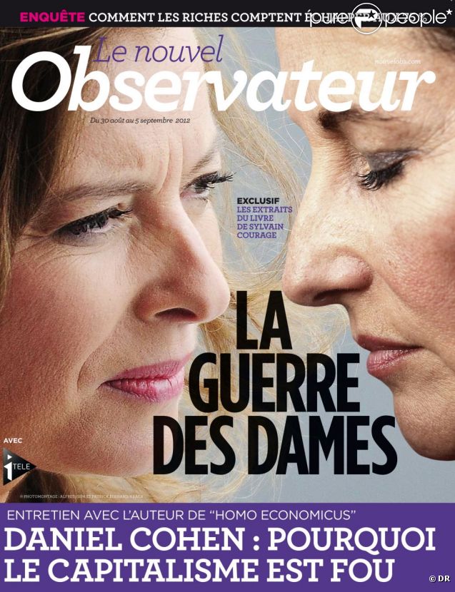 Le Nouvel Observateur , en kiosques le 30 août 2012, publie des extraits du livre de Sylvain Courage,  L'Ex , sur le trio formé par Ségolène Royal, Valérie Trierweiler et François Hollande.