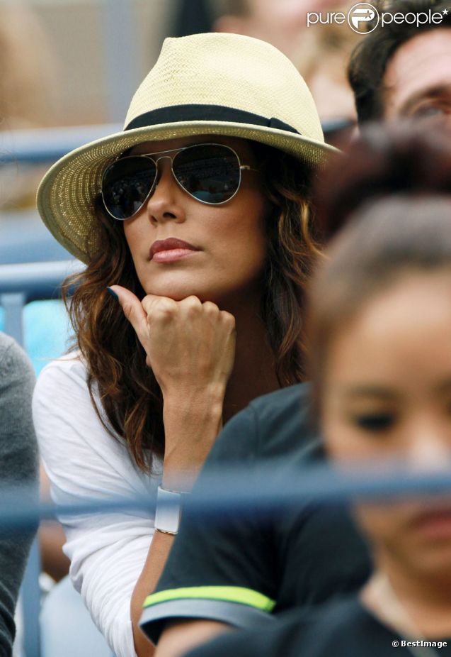 Eva Longoria le 2 septembre 2012 à l'US Open lors du match de Serena Williams en huitièmes de finale à New York