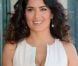 Salma Hayek pose devant la cabine de plage à son nom à Deauville, le 8 septembre 2012