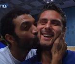 José Garcia, Ramzy et JoeyStarr ont passé la journée avec l'équipe de France à Clairefontaine le 9 septembre 2012 avant de leur présenter le long métrage Les Seigneurs d'Olivier Dahan