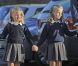 Leonor et Sofía pour leur premier jour d'école, à Madrid, le 14 septembre 2012.