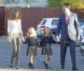 Letizia et Felipe d'Espagne accompagnent leurs fillettes Leonor et Sofía pour leur premier jour d'école, à Madrid, le 14 septembre 2012.