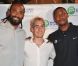 Boris Diaw, Adrien Mattenet et Ronny Turiaf lors de la soirée anniversaire du restaurant Arrêts de Jeu à Aubervilliers le 15 septembre 2012