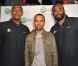 Boris Diaw, Tony Parker et Ronny Turiaf lors de la soirée anniversaire du restaurant Arrêts de Jeu à Aubervilliers le 15 septembre 2012