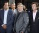 Christophe Lambert, Tarak Ben Ammar, Luc Besson et Jack Lang lors de la conférence de presse pour l'inauguration de la Cité du cinéma à Saint-Denis dans le 93 le 21 septembre 2012