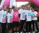Aïda Touihri, Xavier de Moulins, Raymond Domenech et Estelle Denis lors de la 10e édition de de la course Odyssea au profit de de la lutte contre le cancer du sein au château de Vincennes le 7 Octobre 2012