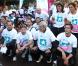 Philippe Doux, Aïda Touihri, Xavier de Moulins, Raymond Domenech et Estelle Denis lors de la 10e édition de de la course Odyssea au profit de de la lutte contre le cancer du sein au château de Vincennes le 7 Octobre 2012