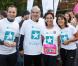 Philippe Doux, Aïda Touihri, Raymond Domenech et Estelle Denis lors de la 10e édition de de la course Odyssea au profit de de la lutte contre le cancer du sein au château de Vincennes le 7 Octobre 2012