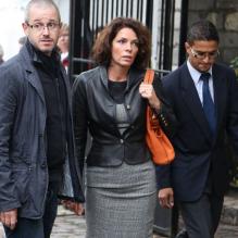 Elizabeth Bourgine lors des funérailles du réalisateur Claude Pinoteau à Montmartre à Paris le 11 octobre 2012