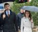 Letizia et Felipe d'Espagne visitent sous la pluie le village de Bueno aux Asturies, nommé village exemplaire, le 27 octobre 2012