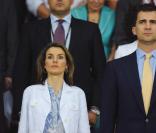 Letizia et Felipe d'Espagne lors de leur demie-finale face à la Russie