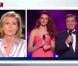 Jean-Pierre Foucault et Delphine Wespiser, Miss France 2012, en direct du journal de 20 heures de TF1 avec Claire Chazal le samedi 8 décembre 2012 avant la soirée Miss France 2013