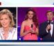 Jean-Pierre Foucault et Delphine Wespiser, Miss France 2012, en direct du journal de 20 heures de TF1 avec Claire Chazal le samedi 8 décembre 2012 avant la soirée Miss France 2013