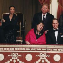 Le prince William, Novak Djokovic, Boris Becker et sa compagne Lilly lors d'une soirée organisée au Royal Albert Hall de Londres en faveur du réseau de charité Centerpoint qui s'occupe des jeunes sans domicille fixe le 8 décembre 2012