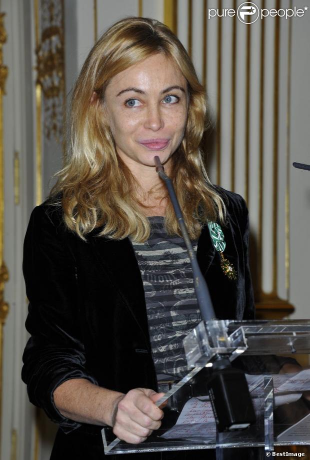 Emmanuelle Béart le 27 novembre 2012 lors de sa remise de décoration d'Officier de l'ordre des Arts et des Lettres le 27 novembre 2012