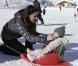  La princesse Marie et le prince Joachim de Danemark lors de leurs vacances d'hiver à Villars-sur-Ollon, photographiés le 13 février 2013 avec leurs enfants Nikolai (13 ans), Felix (11 ans), Henrik (3 ans) et Athena (1 an) au Col de la Bretaye. 