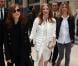 Isabelle Huppert, Jessica Chastain et Marie-Josée Croze arrivent à l'Espace Vendôme pour assister au défilé Moncler Gamme Rouge. Paris, le 6 mars 2013.