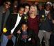 Exclusif : Amanda Lear entourée des danseurs de la compagnie Blanca Li à l'issue de leur représentation à la Cigale. Paris, le 8 avril 2013.