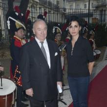 Gérard Lhéritier et Rachida Dati à l'inauguration du nouvel Institut des lettres et des manuscrits à Paris, le 24 avril 2013.