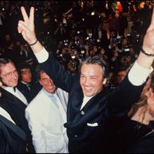 Alain Delon et Jack Lang lors du Festival de Cannes 1990