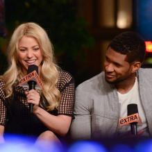 Shakira et Usher lors de l'émission Extra sur NBC à Los Angeles, le 6 mai 2013.