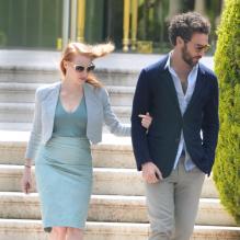 Jessica Chastain et son petit ami Gian Luca Passi à l'Hôtel Cap-Eden-Roc à Antibes lors du 66e Festival du film de Cannes, le 19 mai 2013.