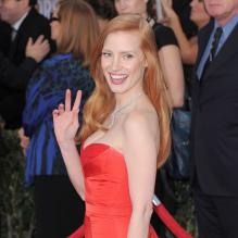 Jessica Chastain sur le tapis rouge des Screen Actors Guild (SAG) Awards au Shrine Exposition Center à Los Angeles, le 27 janvier 2013.