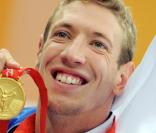 Alain Bernard medaille d'or au 100 metres nage libre a Pakin le 14 Aout 2008 